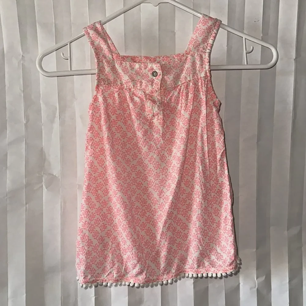 Carter’s Girls 6 Orange Floral Sleeveless Top Rear Button Summer Cute